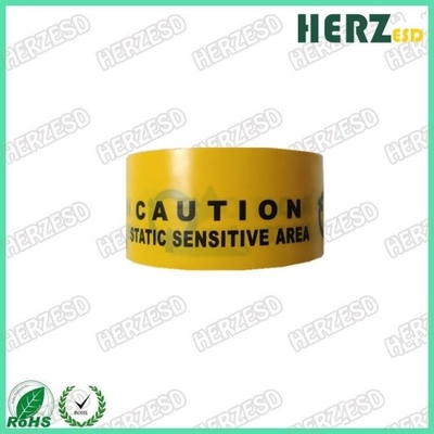 Cor do amarelo da fita do cuidado da fita de advertência do ESD do material do PVC/PE/ESD com impressão preta