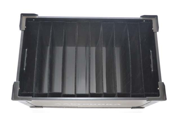 Caixa de armazenamento condutora ondulada antiestática à prova de choque da folha dos PP Corflute do preto de 1-10mm ESD