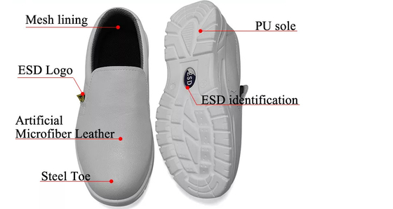 Sapatas estáticas Toe Breathable Safety Shoe de aço do ESD da sala de limpeza anti
