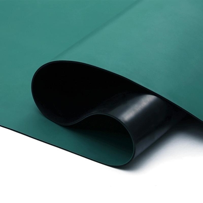 Rolo de tapete ESD antiestático recuperado para alta temperatura, verde liso, mesa de piso para sala limpa