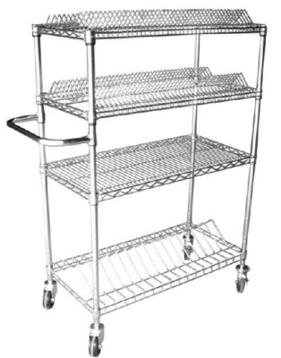 Aço carbono ESD SMT SMD PCB Reel Storage Trolley Prateleira de metal Chrome Wire Rack Trolley Cart