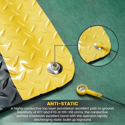 Tapete de piso de borracha de PVC amarelo e preto ESD Anti Fatigue