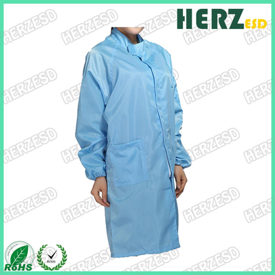 Vestuário de laboratório antistático de sala limpa Branco ou azul lavável ESD Smock Garment Poliéster para roupas de laboratório ou sala limpa