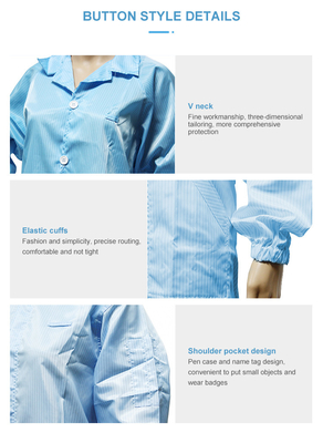 Traje Antistático de Sala Limpa Traje ESD de Poliéster Traje de Trabalho Vestuário de Laboratório