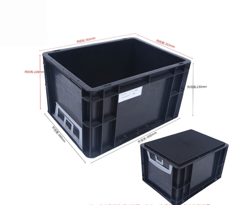 Container de armazenamento de 400x300 mm ESD empilhável caixa de armazenamento de plástico industrial caixa condutora
