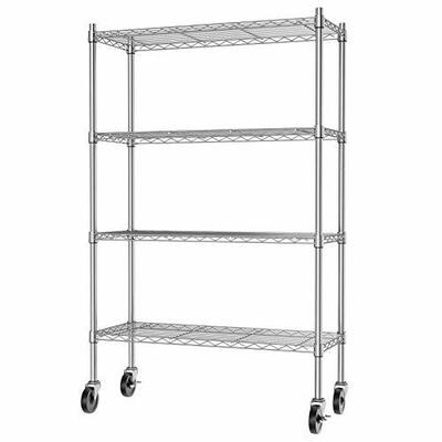 4 Layers Industrial Chrome Wire Basket ESD Shelf Trolley With 4 Inch Caster With Brake