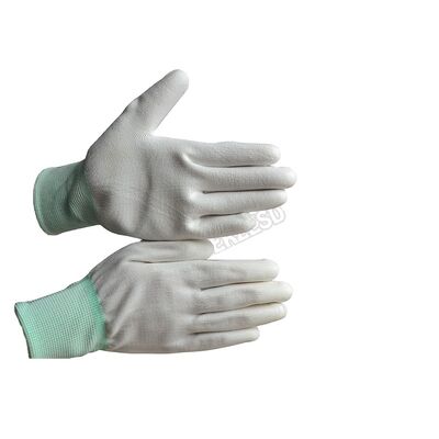 Luvas Condutivas ESD Poliéster Antiestático Luva de Trabalho Ponta de PU de Carbono Antiderrapante Ajuste na Palma