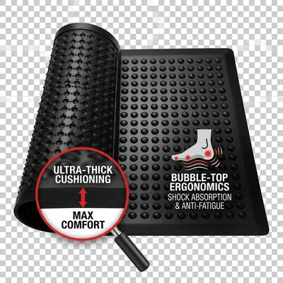ESD Anti Fatigue Rubber Mat Bubble Top Black Static Dissipative Floor Mat Para estações de trabalho de montagem de eletrônicos