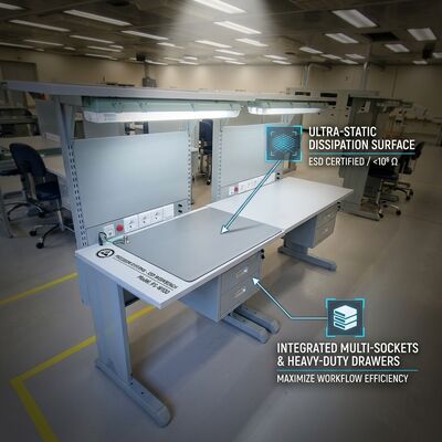 Estação de banco de trabalho ESD modular Mesa de trabalho de montagem antiestática com kit de aterragem de tomada de energia