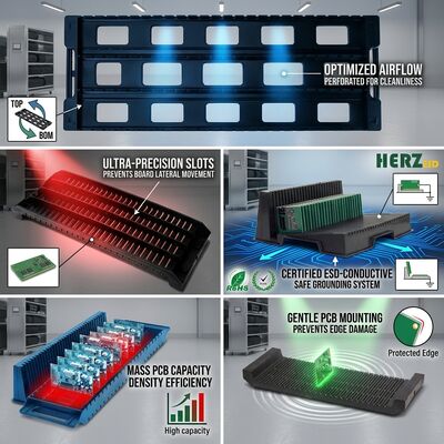 Estaca de armazenamento de PCB de circulação ESD de aço durável para manuseio de placas de circuito SMT