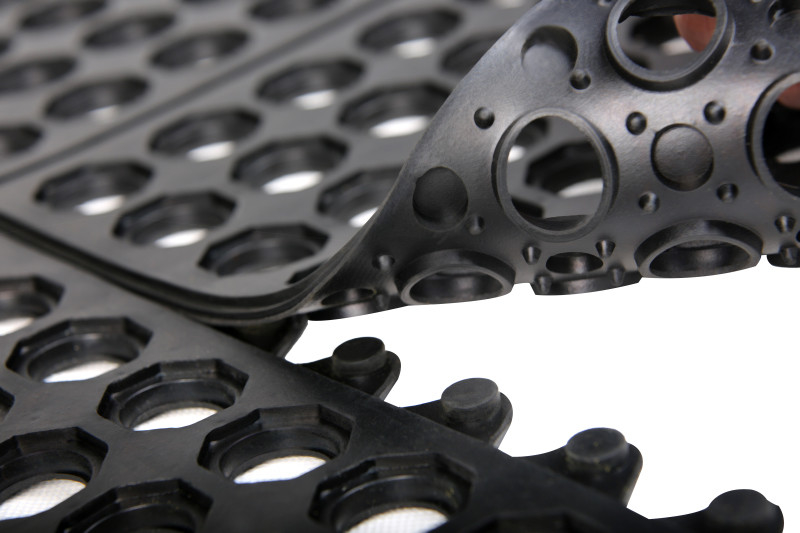 Matas de borracha antiderrapagem Sith Holes Holes Drainage Holes Ramp Mat de borracha com rolos