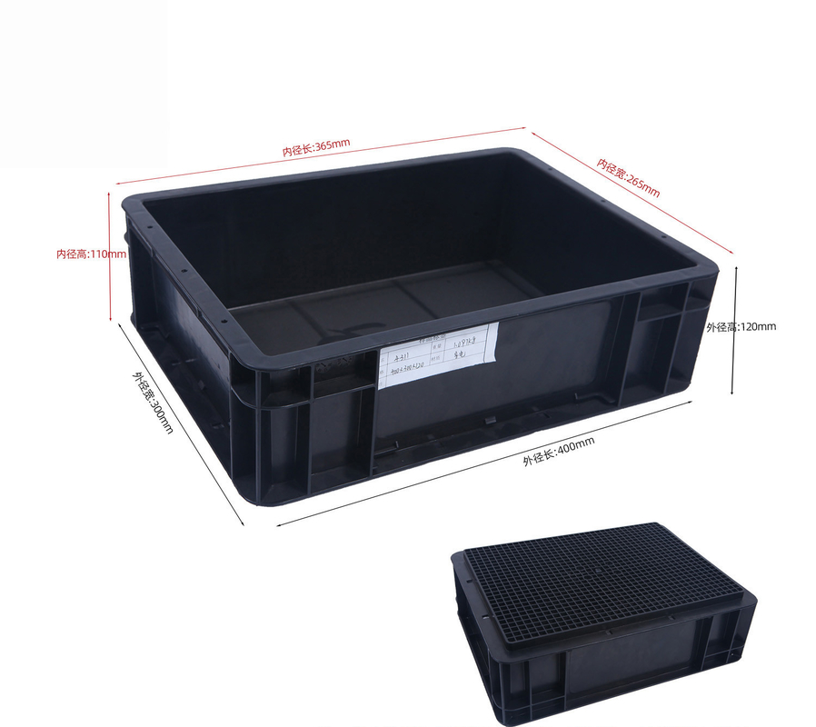 Container de armazenamento de 400x300 mm ESD empilhável caixa de armazenamento de plástico industrial caixa condutora