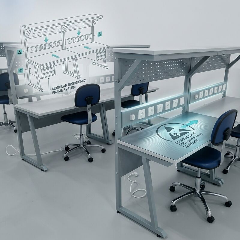 Estação de banco de trabalho ESD modular Mesa de trabalho de montagem antiestática com kit de aterragem de tomada de energia